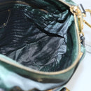 PRADA Shoulder Bag Nylon Green Gold Auth 164339-22