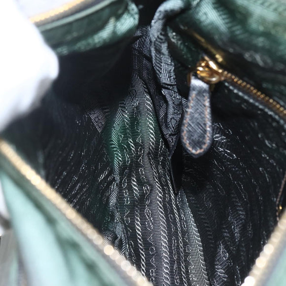 PRADA Shoulder Bag Nylon Green Gold Auth 164339