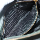 PRADA Shoulder Bag Nylon Green Gold Auth 164339-24