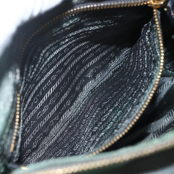PRADA Shoulder Bag Nylon Green Gold Auth 164339