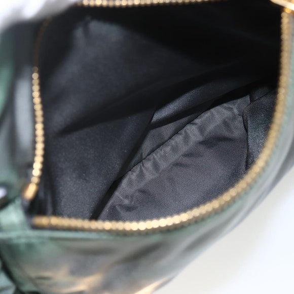 PRADA Shoulder Bag Nylon Green Gold Auth 164339