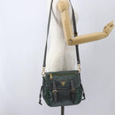 PRADA Shoulder Bag Nylon Green Gold Auth 164339-28