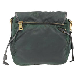 PRADA Shoulder Bag Nylon Green Gold Auth 164339 - 0