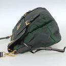 PRADA Shoulder Bag Nylon Green Gold Auth 164339-3