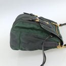 PRADA Shoulder Bag Nylon Green Gold Auth 164339-4