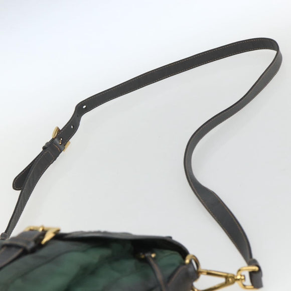 PRADA Shoulder Bag Nylon Green Gold Auth 164339