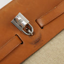 HERMES Her bag Ad PM Backpack Canvas Leather 2way Beige Silver Auth 164341-14