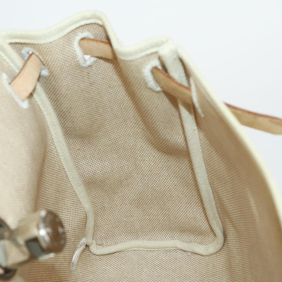 HERMES Her bag Ad PM Backpack Canvas Leather 2way Beige Silver Auth 164341