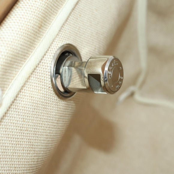 HERMES Her bag Ad PM Backpack Canvas Leather 2way Beige Silver Auth 164341