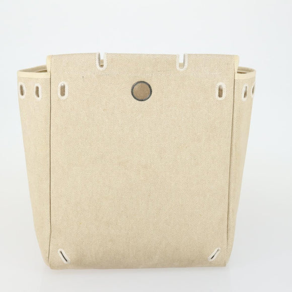 HERMES Her bag Ad PM Backpack Canvas Leather 2way Beige Silver Auth 164341