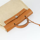 HERMES Her bag Ad PM Backpack Canvas Leather 2way Beige Silver Auth 164341-6