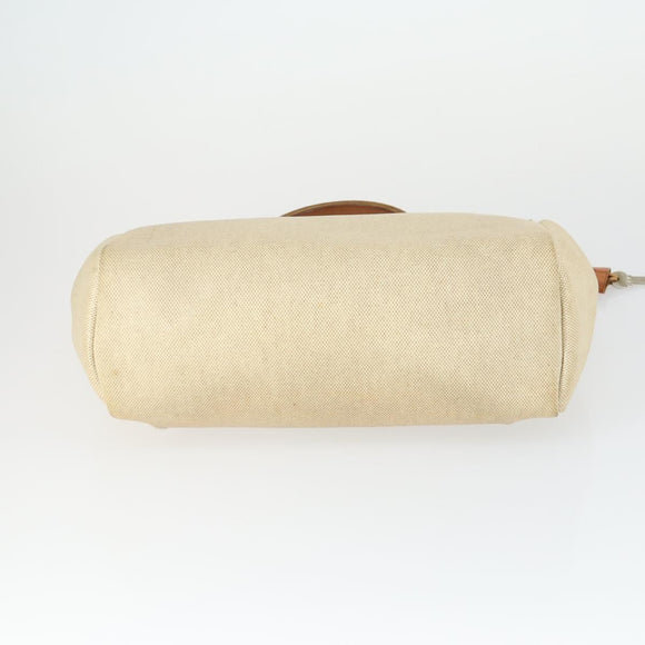 HERMES Her bag Ad PM Backpack Canvas Leather 2way Beige Silver Auth 164341