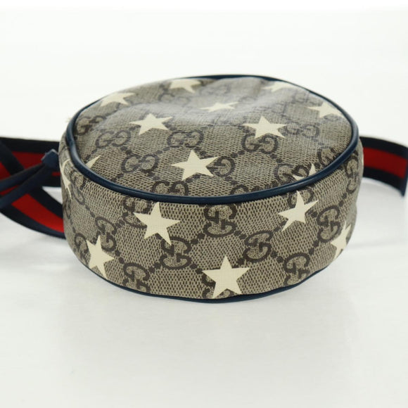 GUCCI GG Supreme Sherry Line Children Bag PVC Beige Navy Red 502330 Auth 164343V