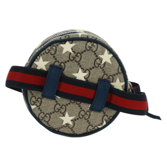 GUCCI GG Supreme Sherry Line Children Bag PVC Beige Navy Red 502330 Auth 164343V