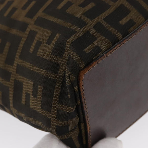 FENDI Zucca Canvas Hand Bag Black Brown Auth 164350
