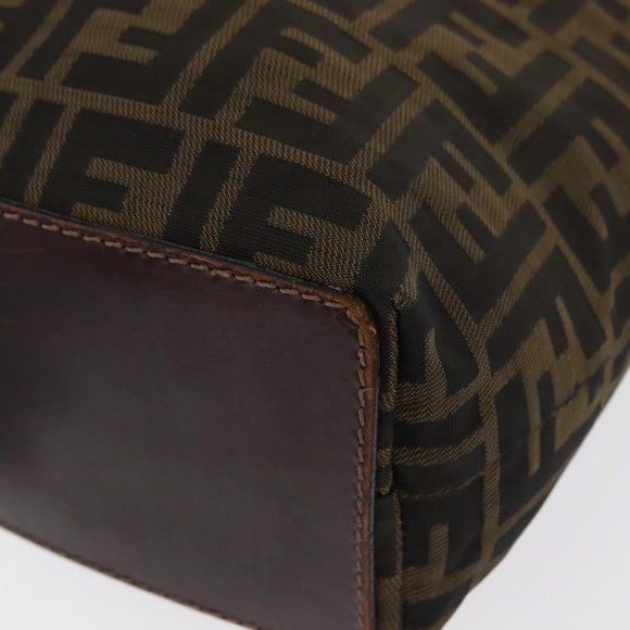 FENDI Zucca Canvas Hand Bag Black Brown Auth 164350