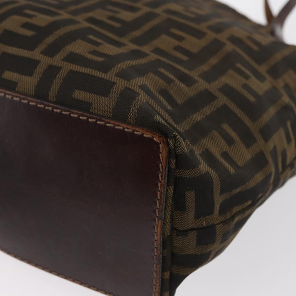 FENDI Zucca Canvas Hand Bag Black Brown Auth 164350