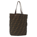 FENDI Zucca Canvas Hand Bag Black Brown Auth 164350-1
