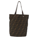 FENDI Zucca Canvas Hand Bag Black Brown Auth 164350-13