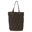 FENDI Zucca Canvas Hand Bag Black Brown Auth 164350-2