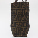 FENDI Zucca Canvas Hand Bag Black Brown Auth 164350-3
