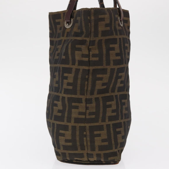 FENDI Zucca Canvas Hand Bag Black Brown Auth 164350