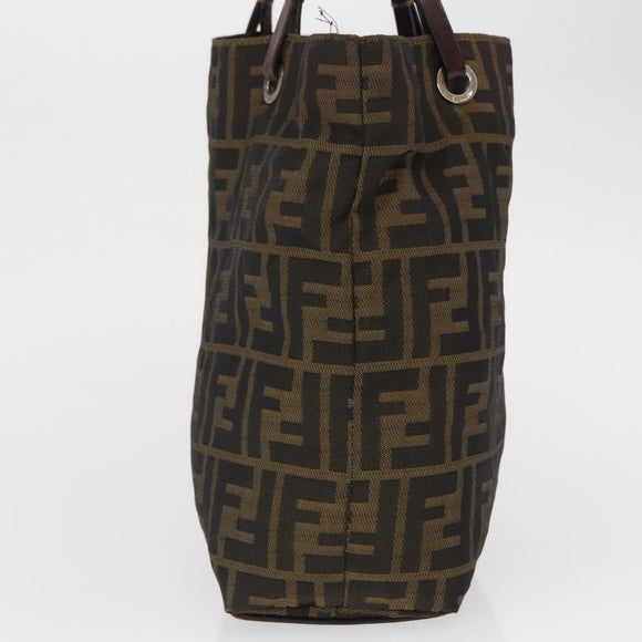 FENDI Zucca Canvas Hand Bag Black Brown Auth 164350