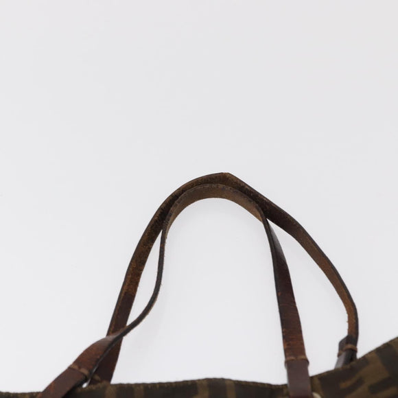 FENDI Zucca Canvas Hand Bag Black Brown Auth 164350