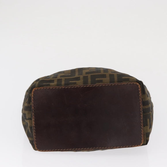 FENDI Zucca Canvas Hand Bag Black Brown Auth 164350
