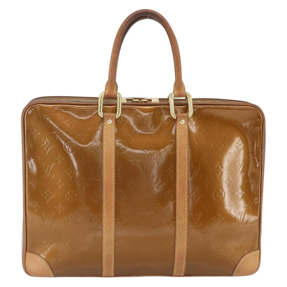 LOUIS VUITTON Monogram Vernis Van Damme Hand Bag Bronze M91125 LV Auth 164353