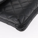 CHANEL Cambon Line Matelasse Shoulder Bag Lamb Skin Silver Black CC Auth 164354-10