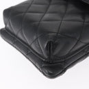 CHANEL Cambon Line Matelasse Shoulder Bag Lamb Skin Silver Black CC Auth 164354-11