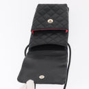 CHANEL Cambon Line Matelasse Shoulder Bag Lamb Skin Silver Black CC Auth 164354-15