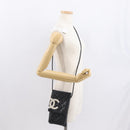 CHANEL Cambon Line Matelasse Shoulder Bag Lamb Skin Silver Black CC Auth 164354-23