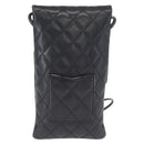 CHANEL Cambon Line Matelasse Shoulder Bag Lamb Skin Silver Black CC Auth 164354-3