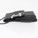 CHANEL Cambon Line Matelasse Shoulder Bag Lamb Skin Silver Black CC Auth 164354-5