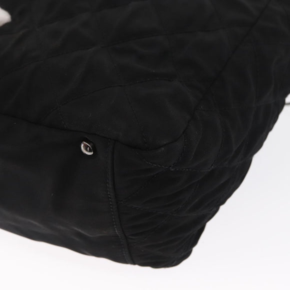 CHANEL Chain 2.55 Shoulder Bag Nylon Black Silver CC Auth 164361