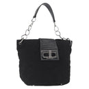 CHANEL Chain 2.55 Shoulder Bag Nylon Black Silver CC Auth 164361-1