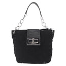 CHANEL Chain 2.55 Shoulder Bag Nylon Black Silver CC Auth 164361-13