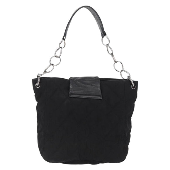 CHANEL Chain 2.55 Shoulder Bag Nylon Black Silver CC Auth 164361