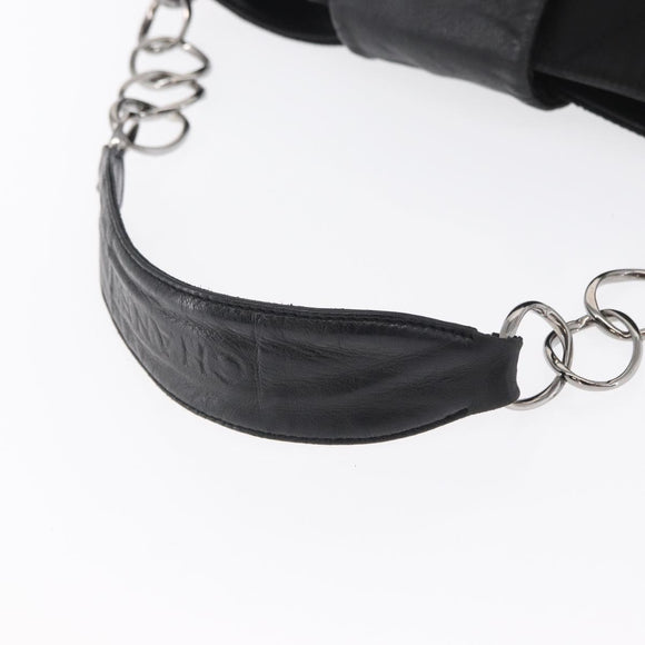 CHANEL Chain 2.55 Shoulder Bag Nylon Black Silver CC Auth 164361