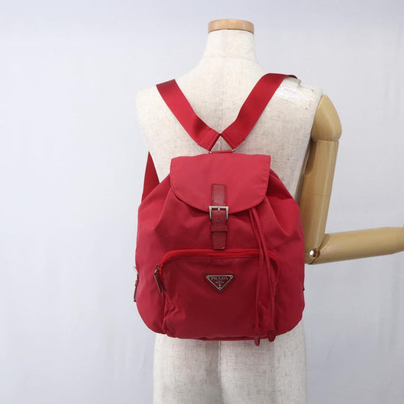 PRADA Backpack Nylon Pink Silver Auth 164369