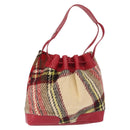 BURBERRY Nova Check Shoulder Bag Wool Beige Auth 164370-1