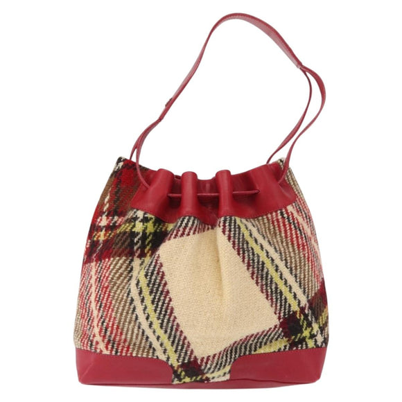 BURBERRY Nova Check Shoulder Bag Wool Beige Auth 164370