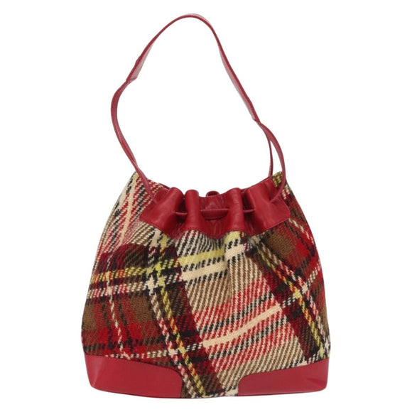 BURBERRY Nova Check Shoulder Bag Wool Beige Auth 164370