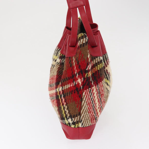 BURBERRY Nova Check Shoulder Bag Wool Beige Auth 164370