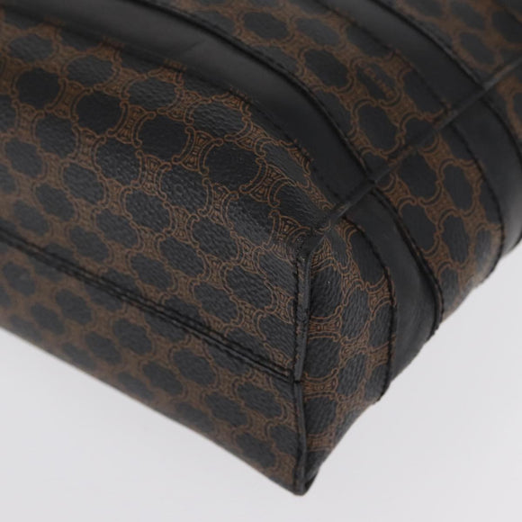 CELINE Macadam Canvas Hand Bag PVC Leather Black Gold Auth 164373