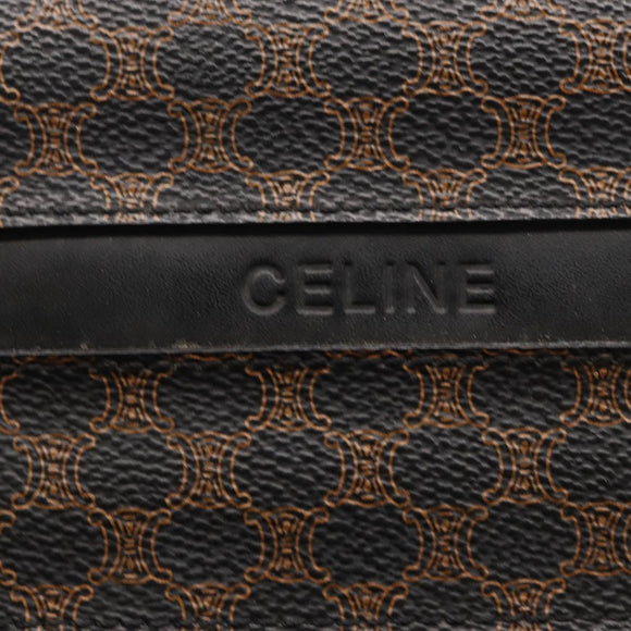 CELINE Macadam Canvas Hand Bag PVC Leather Black Gold Auth 164373