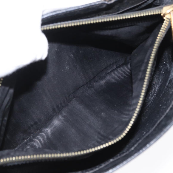 CELINE Macadam Canvas Hand Bag PVC Leather Black Gold Auth 164373