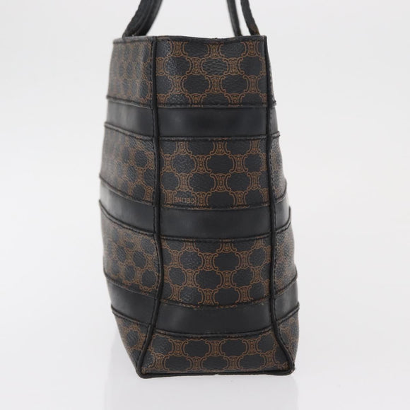 CELINE Macadam Canvas Hand Bag PVC Leather Black Gold Auth 164373